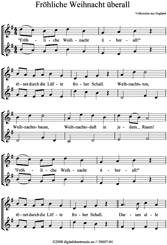 Fr hliche Weihnacht berall (2x Klarinette) (Duett (Klarinette)) von Weihnachtslied (sehr einfach)