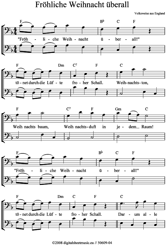 Fröhliche Weihnacht überall 2x Posaune in C PDF Noten von