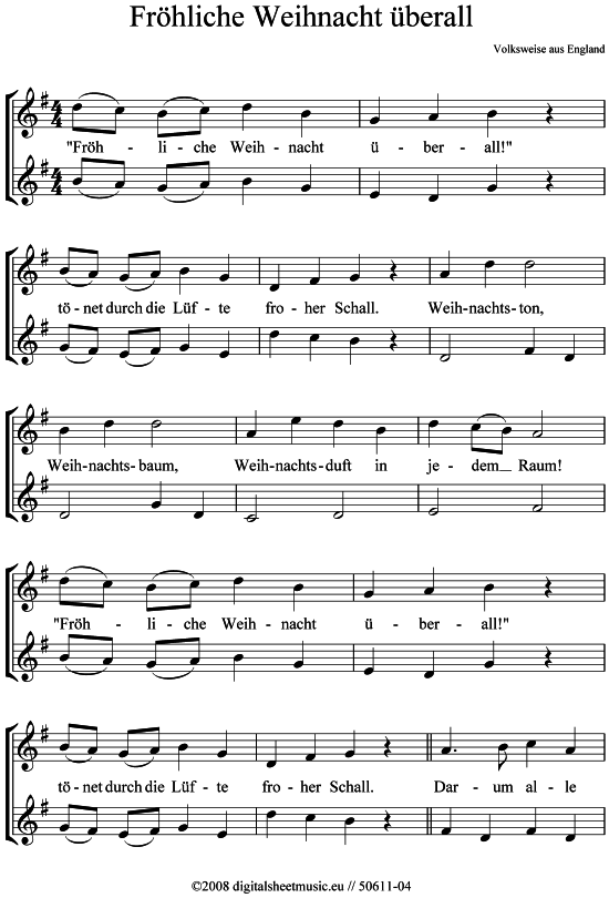 Fröhliche Weihnacht überall 2x Trompete in B PDF Noten von