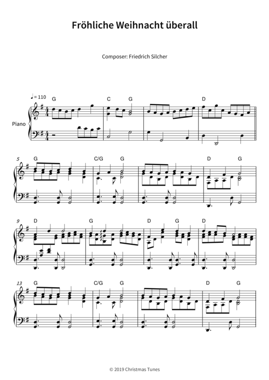 Fr hliche Weihnacht berall (Klavier Solo) (Klavier Solo) von Friedrich Silcher
