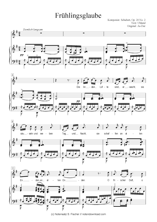 Fr hlingsglaube (Klavier + Gesang) (Klavier  Gesang) von Schubert Op. 20 No. 2