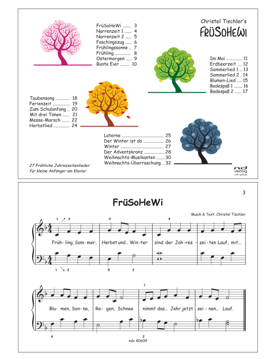 Fr SoHeWi - 27 Fr hliche Jahreszeitenlieder f r kleine Anf nger am Klavier (Klavier einfach) von Christel Tischler