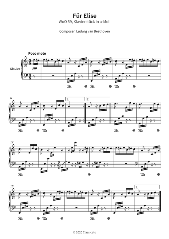 F r Elise - WoO 59 Klavierst ck in a-Moll (Klavier Solo) (Klavier Solo) von Ludwig van Beethoven