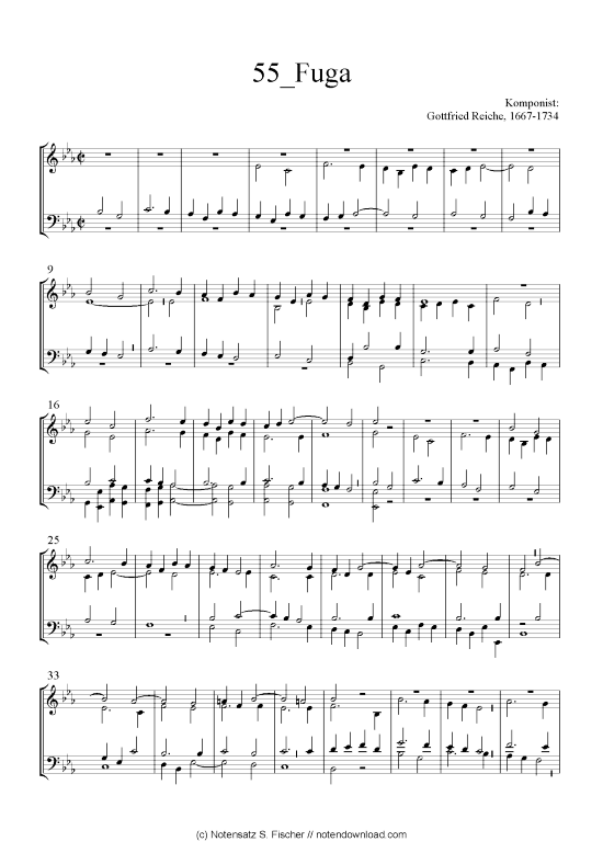Fuga (Quartett in C) (Quartett (4 St.)) von Gottfried Reiche 1667-1734