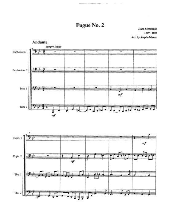 Fugue Number 2 (Tuba Quartett EETT) (Quartett (Tuba)) von Clara Schumann