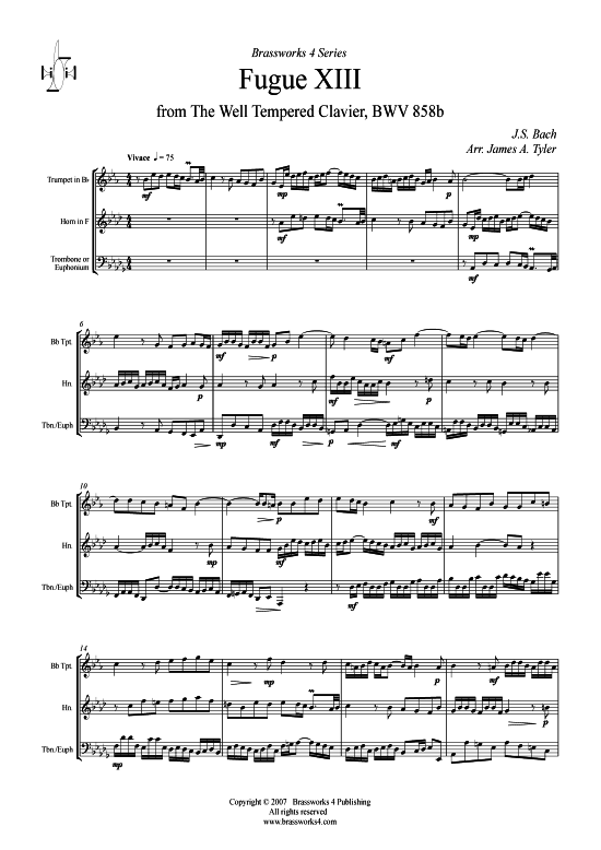 Fugue XIII (Trp B Trp Horn F Pos) (Trio (Blech Brass)) von J. S. Bach
