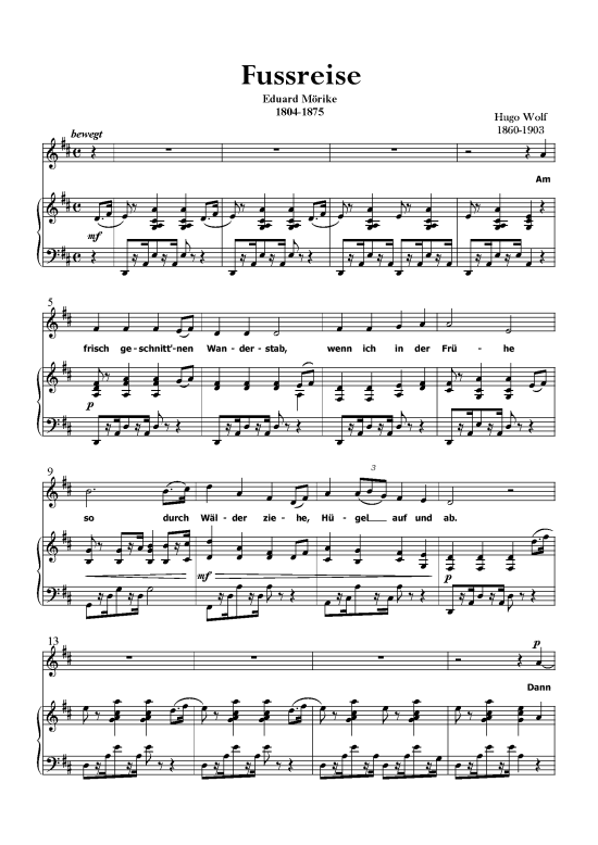 Fussreise (Klavier + Gesang) (Klavier  Gesang) von Hugo Wolf