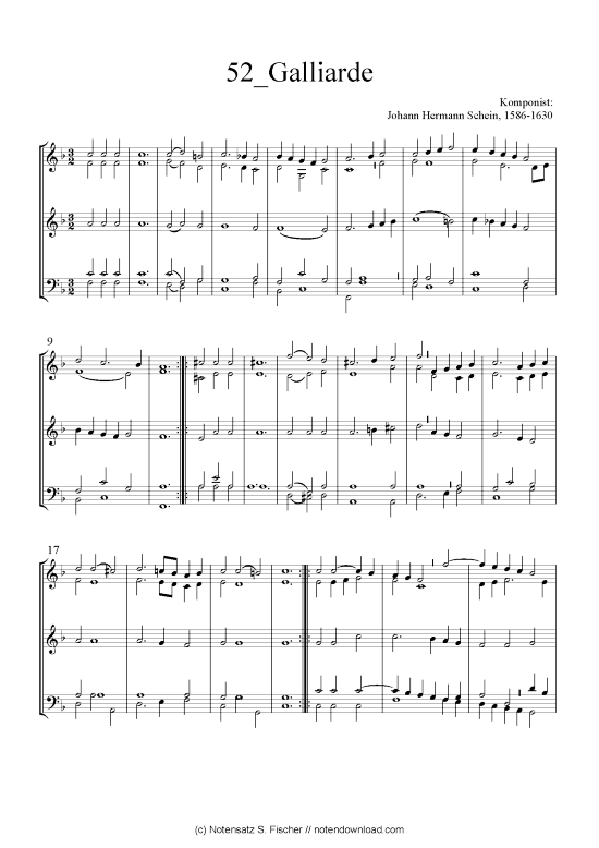 Galliarde (Quartett in C) (Quartett (4 St.)) von Johann Hermann Schein 1586-1630