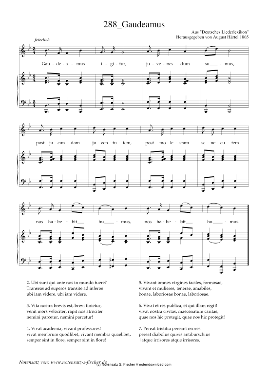 Gaudeamus (Klavier + Gesang) (Klavier  Gesang) von Aus Deutsches Liederlexikon A. H rtel (1865)