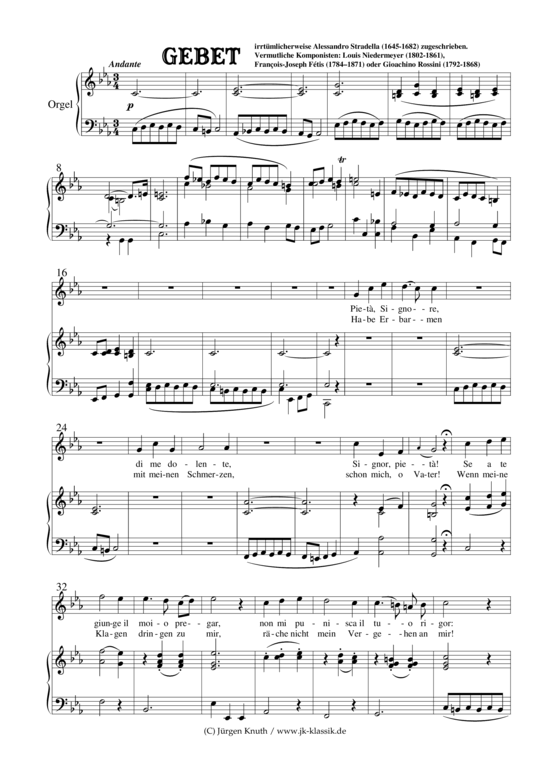 Gebet (Klavier + Gesang) (Klavier  Gesang) von Alessandro Stradella (1645-1682)