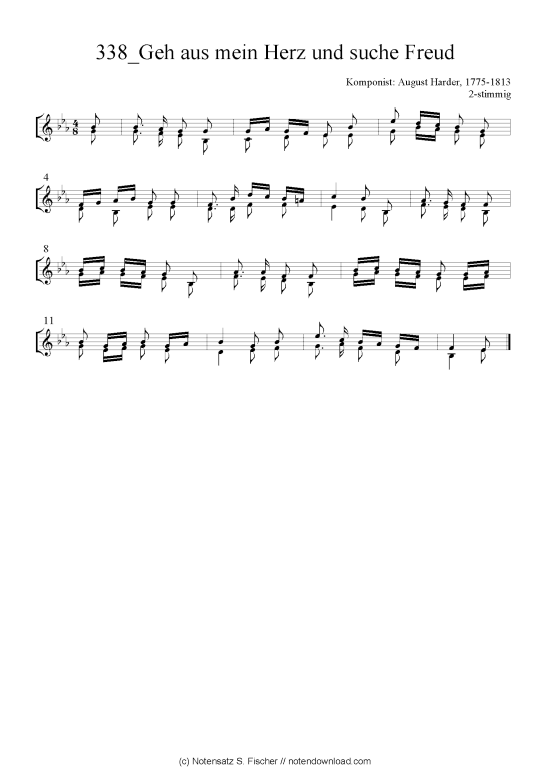 Geh aus mein Herz und suche Freud Quartett in C PDF Noten von August Harder, 17751813 2stimmig