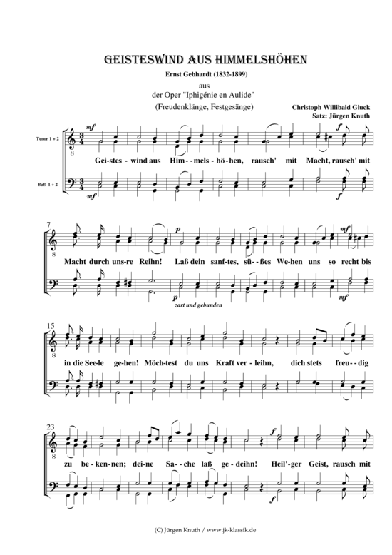 Geisteswind aus Himmelsh hen (M nnerchor) (M nnerchor) von Christoph-Willibald Gluck (aus der Oper Iphig nie en Aulide)