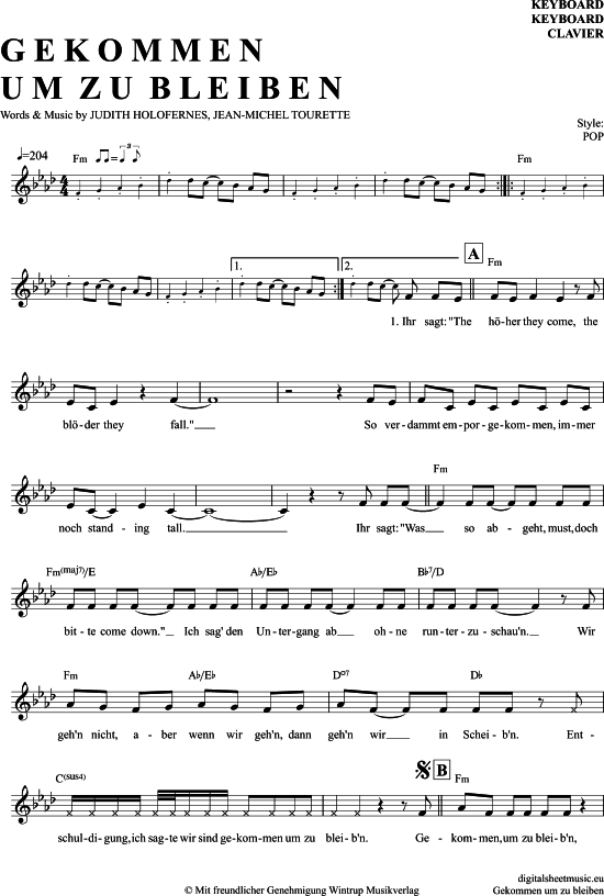 Wir Sind Helden Gekommen Um Zu Bleiben www.notendownload.com