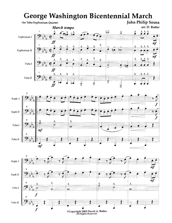 George Washington Bicentennial March (Tuba Quartett EETT) (Quartett (Tuba)) von John Philip Sousa