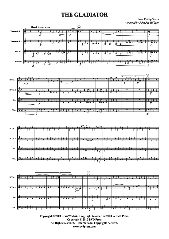 Gladiator (2xTromp in B Horn in F (Pos) Pos) (Quartett (Blech Brass)) von John Phillip Sousa