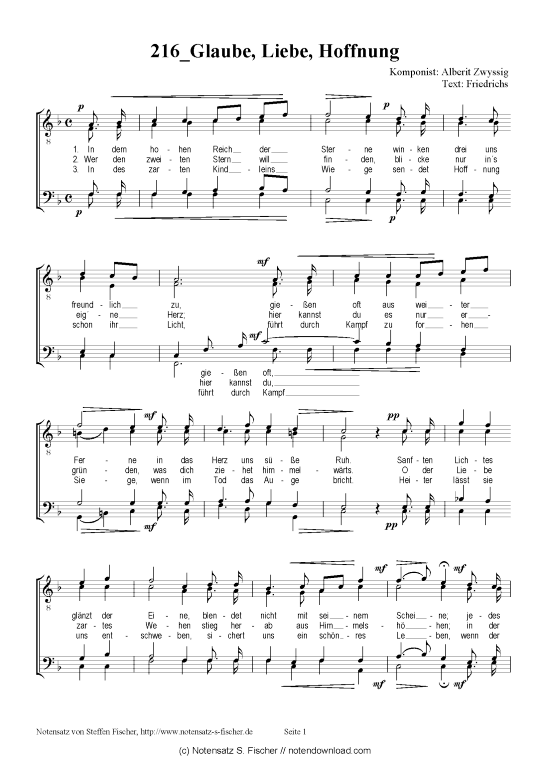 Glaube Liebe Hoffnung (M nnerchor) (M nnerchor) von Alberit Zwyssig  Friedrichs 