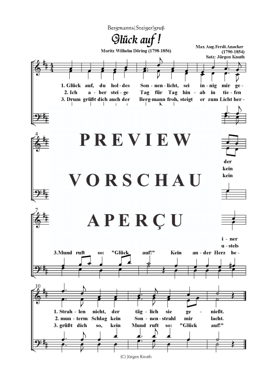 Gl ck auf (Bergmanns (Steigergru ) (Gemischter Chor) (Gemischter Chor) von Max Aug.Ferdi.Anacker (1790-1854) Satz J rgen Knuth