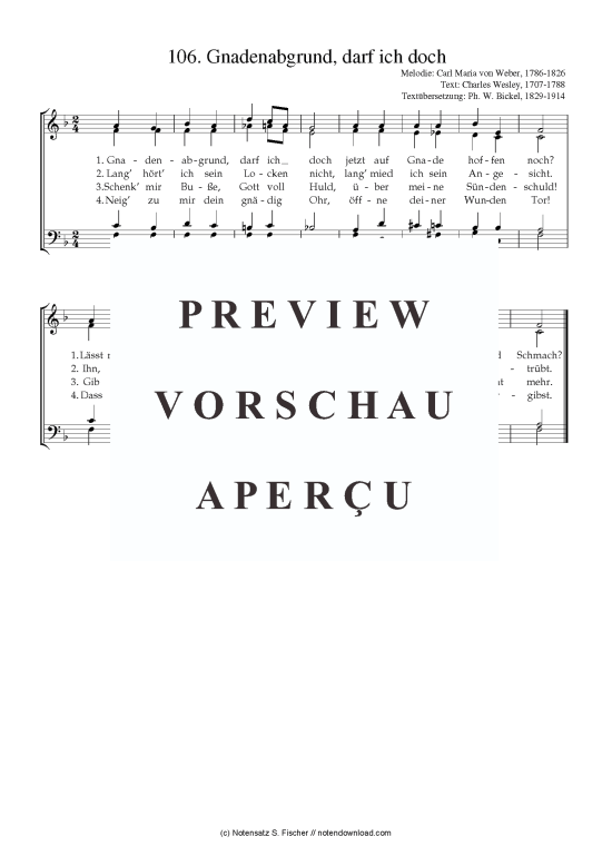 Gnadenabgrund darf ich doch (Gemischter Chor) (Gemischter Chor) von Carl Maria von Weber 1786-1826  Charles Wesley 1707-1788