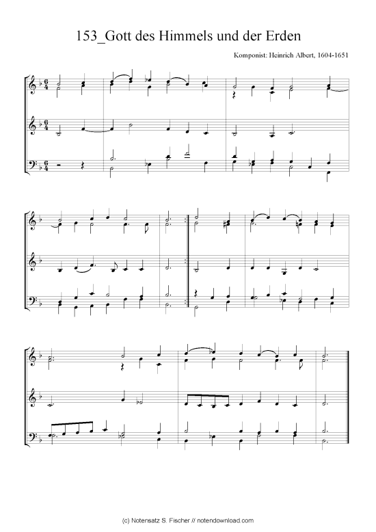 Gott des Himmels und der Erden Quartett in C PDF Noten von Heinrich