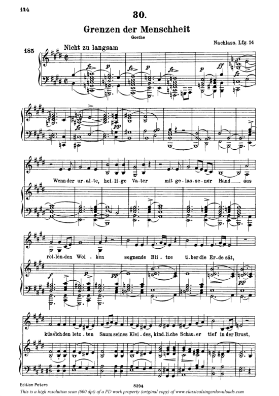Grenzen der Menschheit D.716 (Gesang hoch + Klavier) (Klavier  Gesang hoch) von Franz Schubert