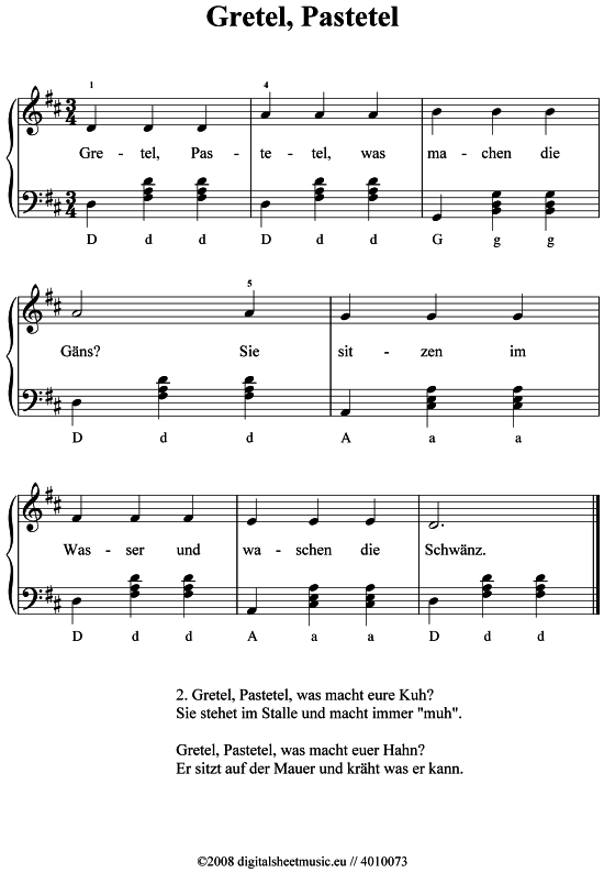 Gretel Pastetel (Akkordeon) (Akkordeon) von Kinderlied