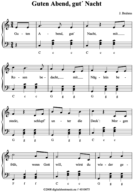 Guten Abend gut Nacht (Akkordeon) (Akkordeon) von Wiegenlied Kinderlied