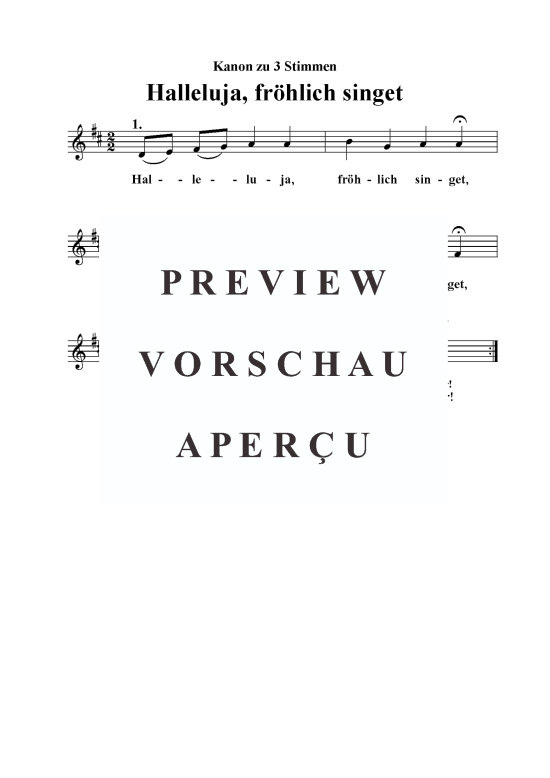 Halleluja fr hlich singet (Kanon 3-stimmig) (Gesang) von unbekannt
