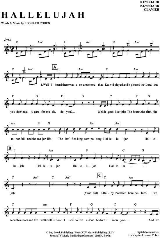 Hallelujah (Keyboard) (Keyboard) von Jeff Buckley