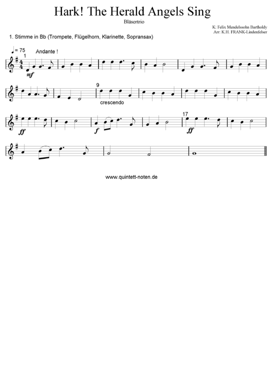 Hark the herald Angels sing (Blechbl ser Trio - flexible Besetzung) (Trio (Blech Brass)) von Felix Mendelssohn-Bartholdy