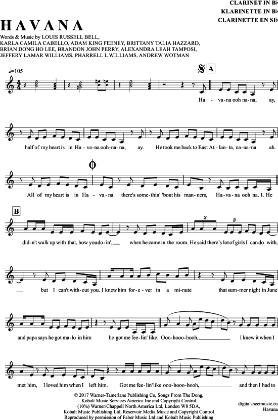 Havana (Klarinette in B) (Klarinette) von Camila Cabello