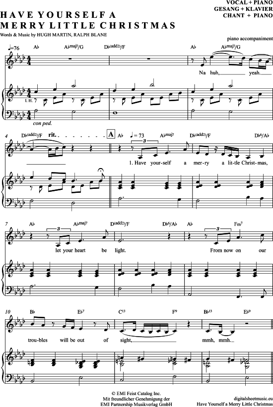 Have Yourself A Merry Little Christmas (Klavier Begleitung + Gesang) (Klavier Gesang  Gitarre) von Sarah Connor