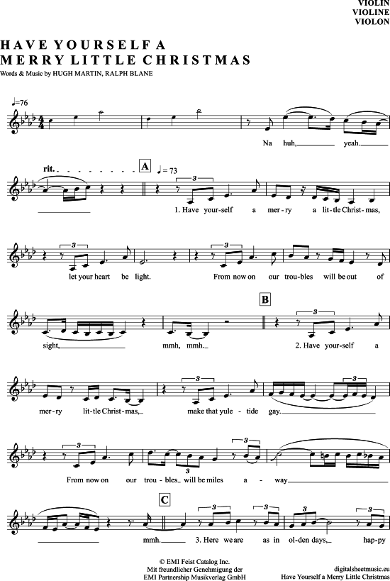Have Yourself A Merry Little Christmas (Violine) (Violine) von Sarah Connor
