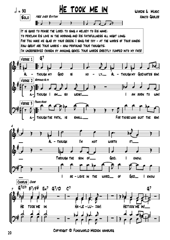 He took me in (Gemischter Chor) (Gemischter Chor) von Hanjo G auml bler (aus Songs for Gospel Vol. 3)