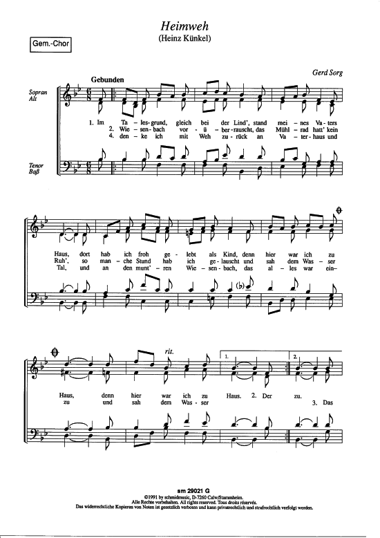 Heimweh (Gemischter Chor) (Gemischter Chor) von Gerd Sorg