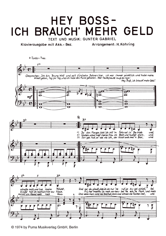He Boss Ich Brauch Mehr Geld Akkorde