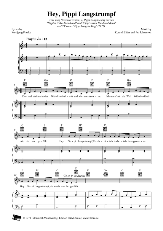Pippi Langstrumpf Text Pdf Deutsch Hey, Pippi Langstrumpf - PDF Noten von TV Serie „Pippi in Taka-Tuka