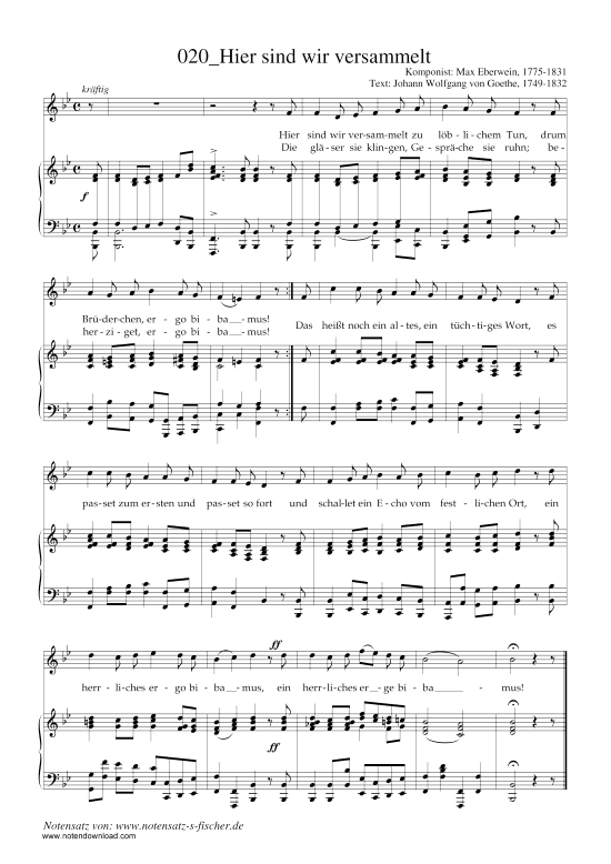 Hier sind wir versammelt (Klavier + Gesang) (Klavier  Gesang) von Max Eberwein (1775-1831)