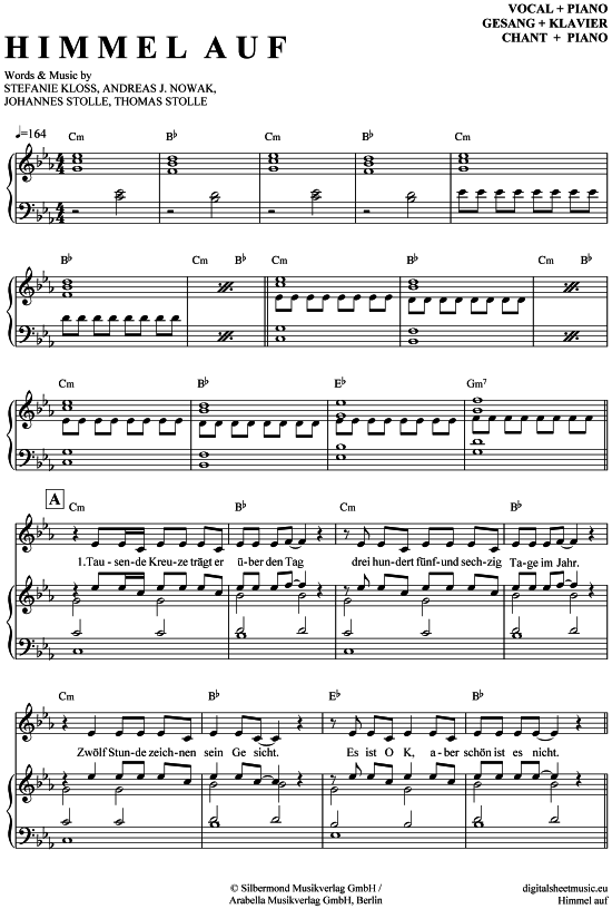 Himmel auf (Klavier + Gesang) (Klavier Gesang  Gitarre) von Silbermond