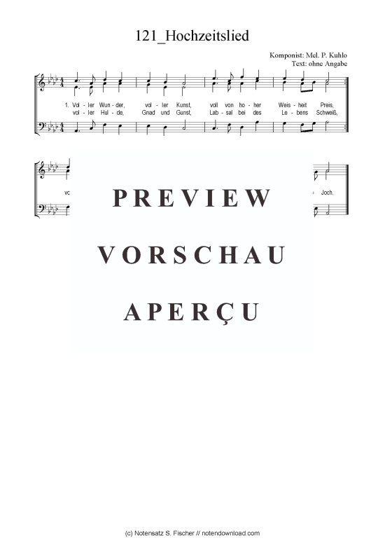 Hochzeitslied (Gemischter Chor SAB) (Gemischter Chor (SAB)) von Mel. P. Kuhlo