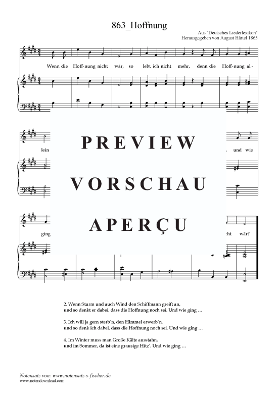 Hoffnung (Klavier + Gesang) (Klavier  Gesang) von Aus Deutsches Liederlexikon 1865