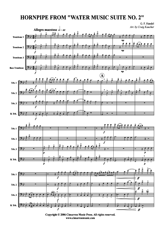Hornpipe (Posaunen-Quartett) (Quartett (Posaune)) von G. F. H ndel (aus Wassermusik Suite Nr. 2)