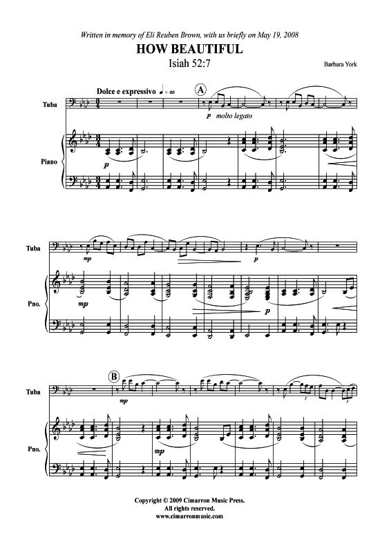 How Beautiful (Tuba + Klavier) (Klavier  Tuba) von Barbara York