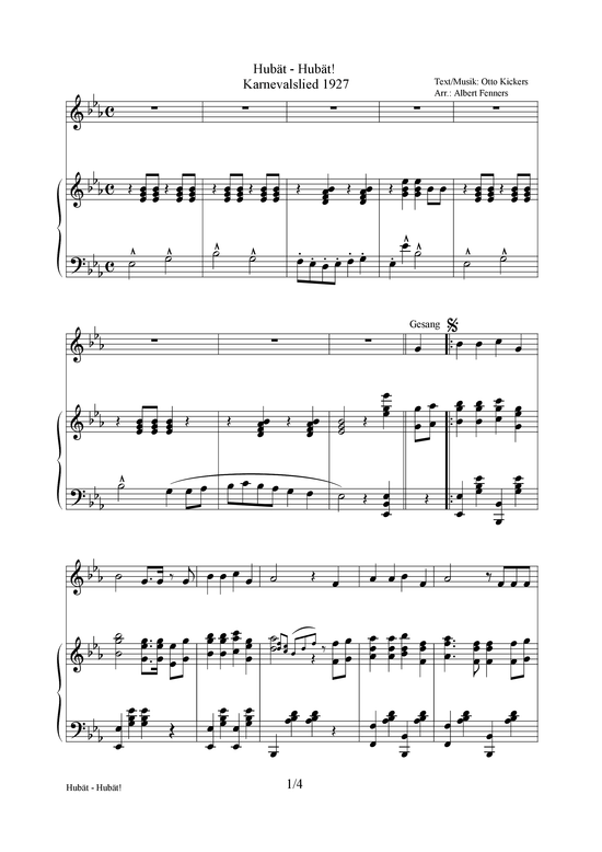 Hub auml t 150 Hub auml t (Klavier + Stimme in C) (Klavier  Melodieinstr.) von Andreas Kickers