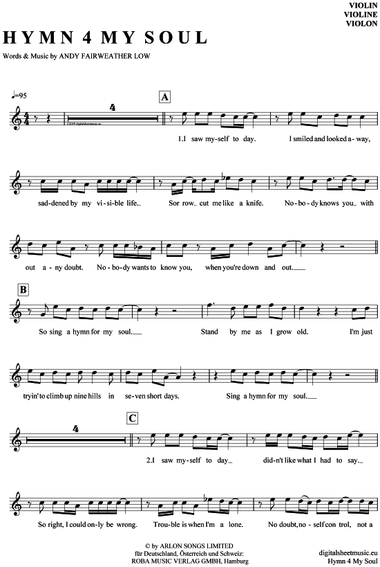 Hymn 4 my soul (Violine) (Violine) von Joe Cocker