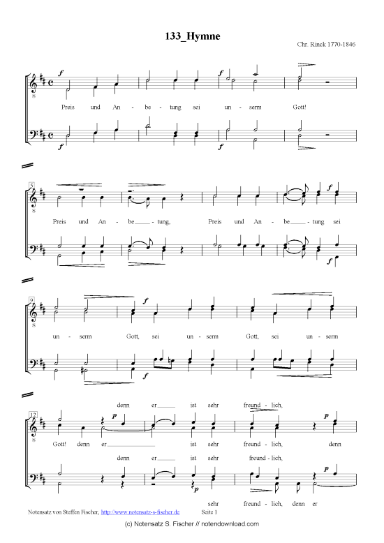 Hymne (M nnerchor) (M nnerchor) von Christian H. Rinck (1770-1846)