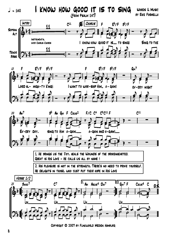 I know how good is is to sing (Gemischter Chor) (Gemischter Chor) von Eike Formella (aus Songs for Gospel Vol. 2)