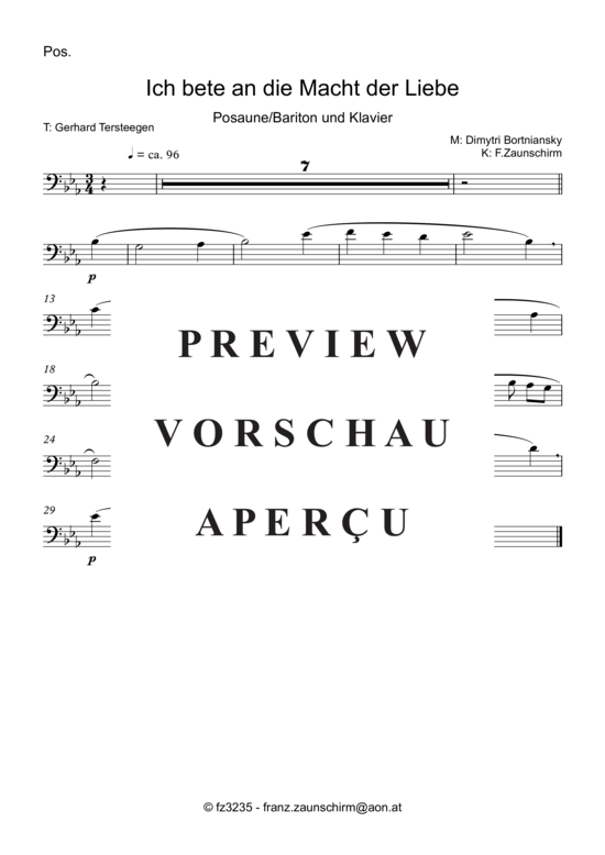 Ich bete an die Macht der Liebe Posaune Solo + Klavier Playback PDF
