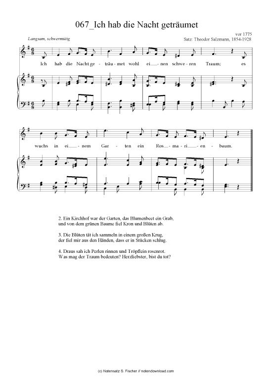 Ich hab die Nacht getr umet (Klavier + Gesang) (Klavier  Gesang) von vor 1775 