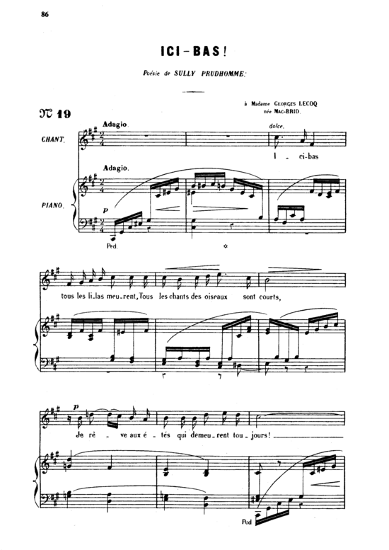 Ici-bas Op.8 No.3 (Gesang mittel + Klavier) (Klavier  Gesang mittel) von Gabriel Faur 