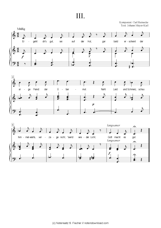 III (Klavier + Gesang) (Klavier  Gesang) von Carl Reinecke  Johann Meyer-Kiel